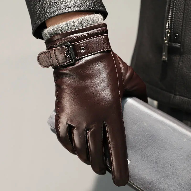 Läder Cashmere Manschett Handskar