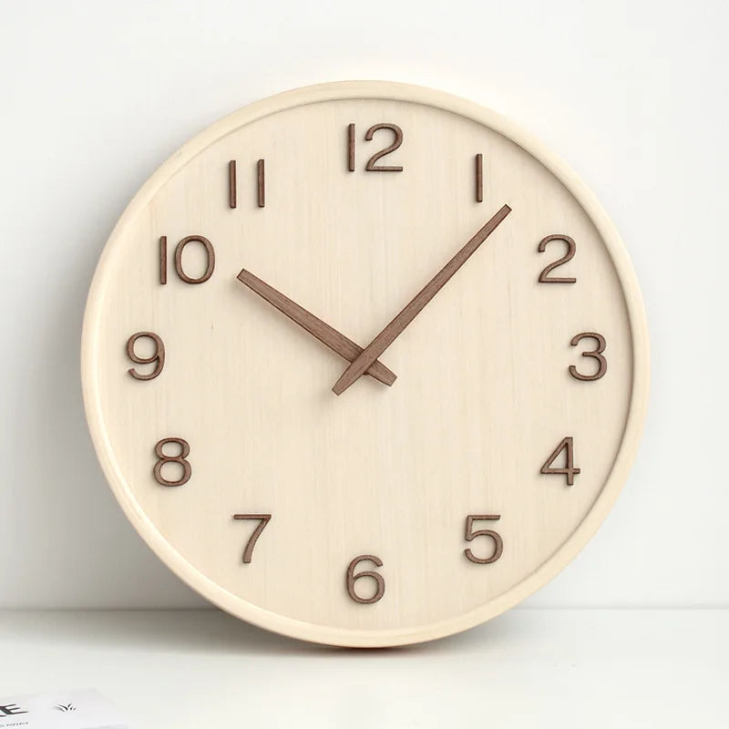 Kirenori Oak Wall Clock With Japanese Retro Dial Design
