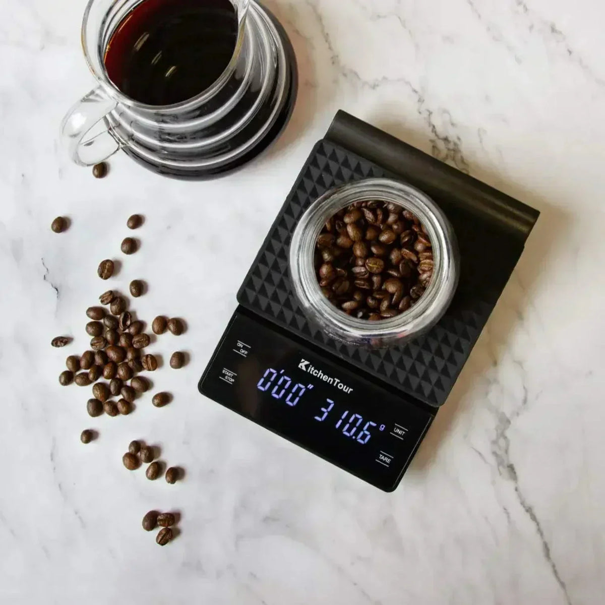 Balance à café numérique multifonction avec minuterie – Écran LCD haute précision pour préparer du café en versement, par filtration goutte à goutte et à l’espresso