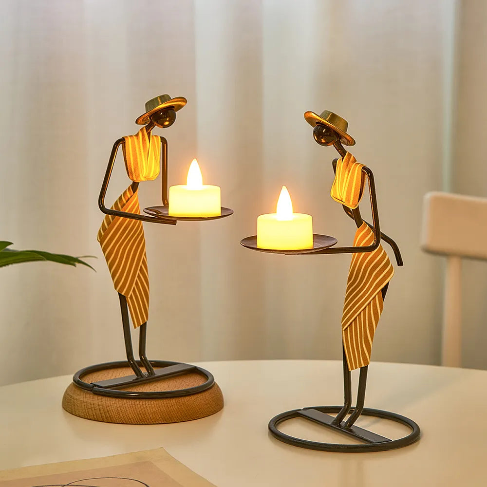 Eloria | Castiçal de Ferro em Forma de Mulher para Decoração Romântica e Luxuosa | Orntli