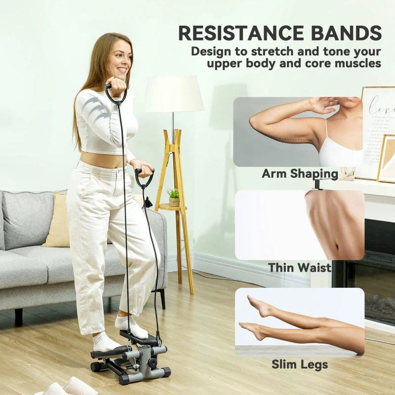 Mini stepper cvičební stroj - kompaktní domácí posilovna - nastavitelný odpor - šedý