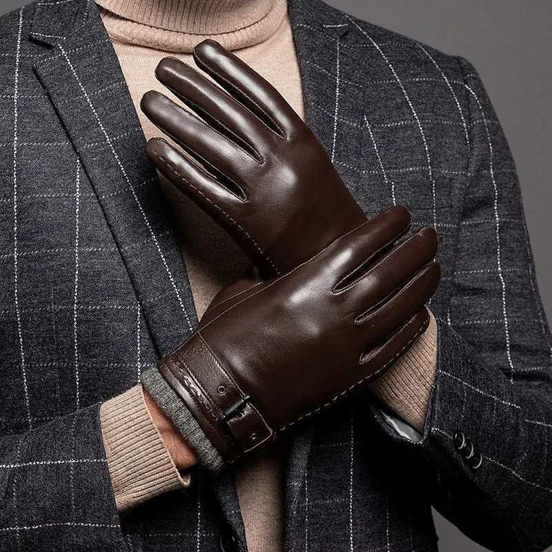 Läder Cashmere Manschett Handskar