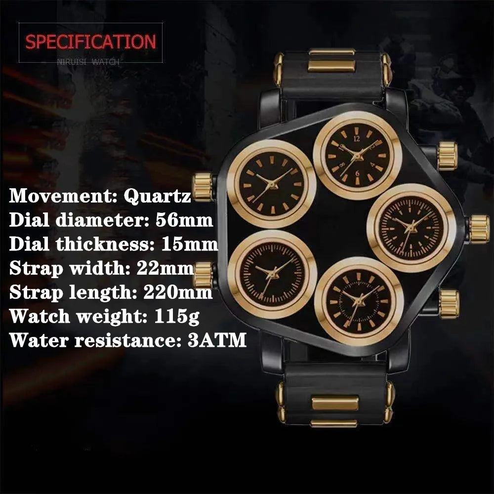 Jam Tangan Kuarsa Multi-Zon Punk: Gaya Berani & Penjagaan Masa Global
