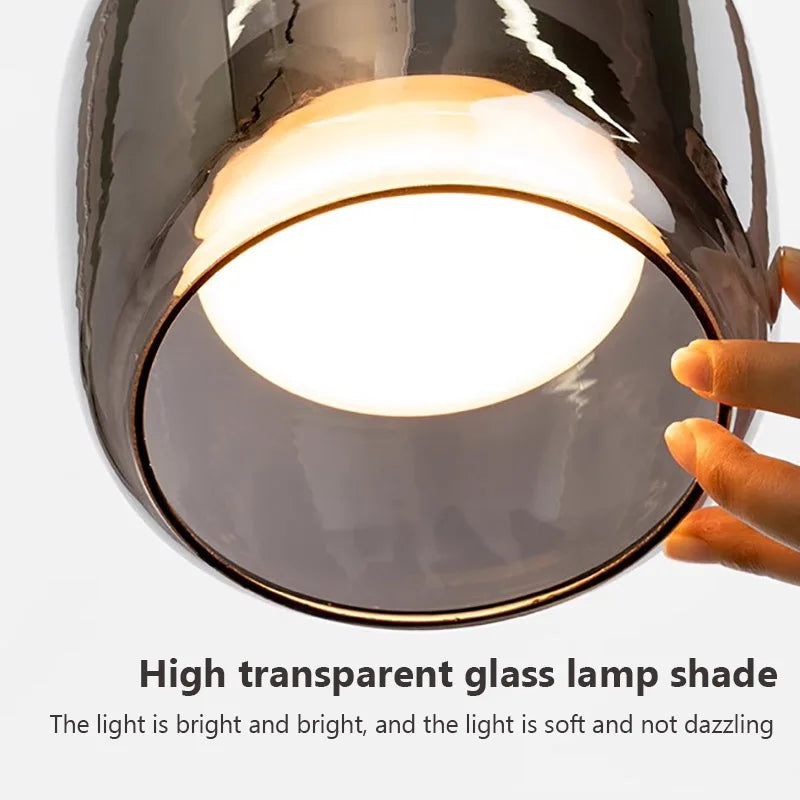 Lustre de Vidro Nova com Luz LED Suspenso Luxo Moderno