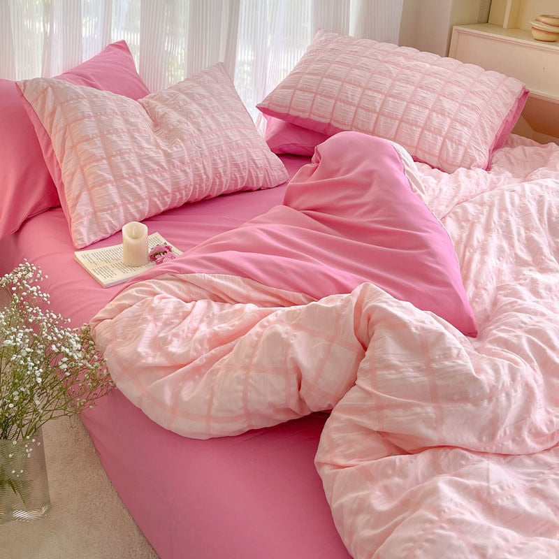 Komplet pościeli Princess Pink z seersuckeru