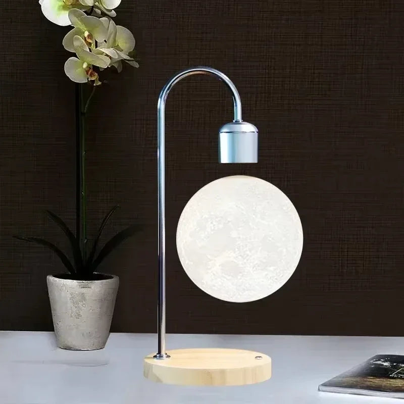 LED magnetisk levitationsmånelampe med trådløs opladning
