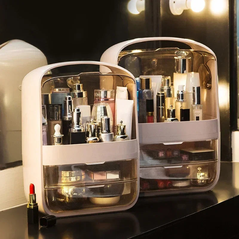 Sara hordozható porálló sminkrendező - Elegáns asztali tárolódoboz otthonra és szépségkedvelőknek