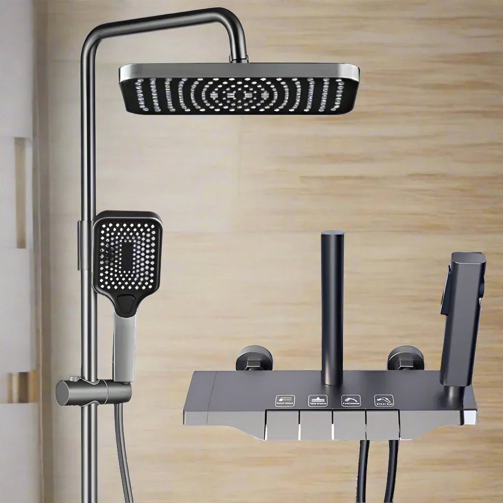 Sara luksuzni digitalni LED sustav za tuširanje s kišom - podesivi mesingani termostat i set slavine za bide