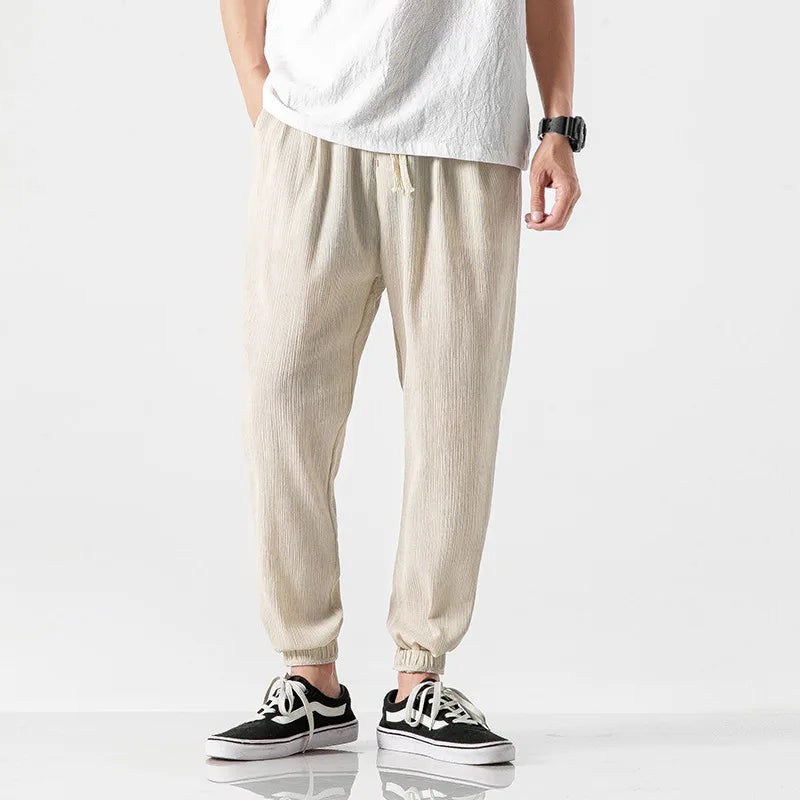 Pantaloni Harem Uomo in Cotone e Lino