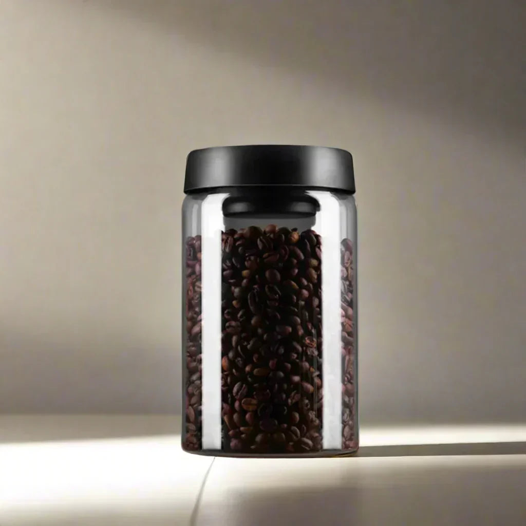 Frischhaltender Vakuumversiegelter Glasbehälter – Luftdichter Vorratsbehälter für Kaffeebohnen, Getreide und Süßigkeiten