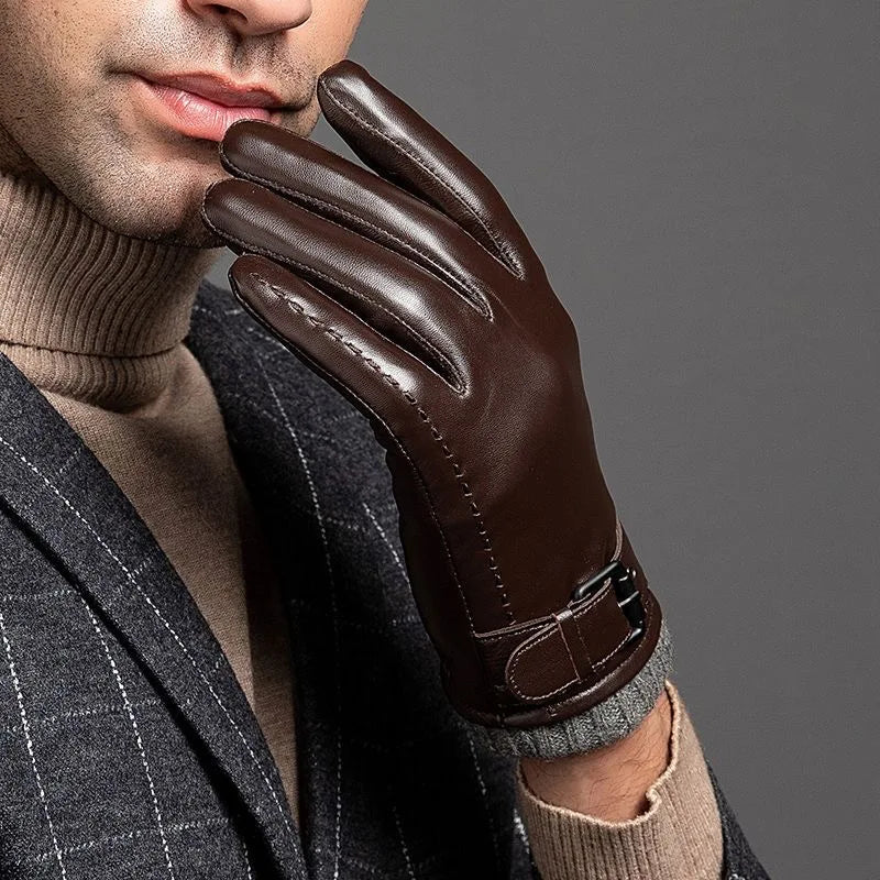 Läder Cashmere Manschett Handskar