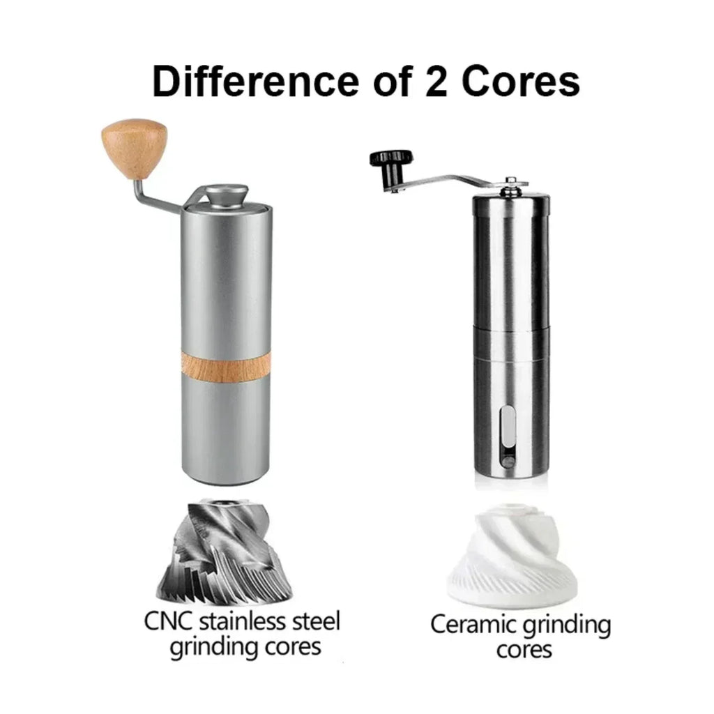 Macina caffè manuale in acciaio inox regolabile – macinino portatile per espresso con macine a 5 punte per una macinatura precisa