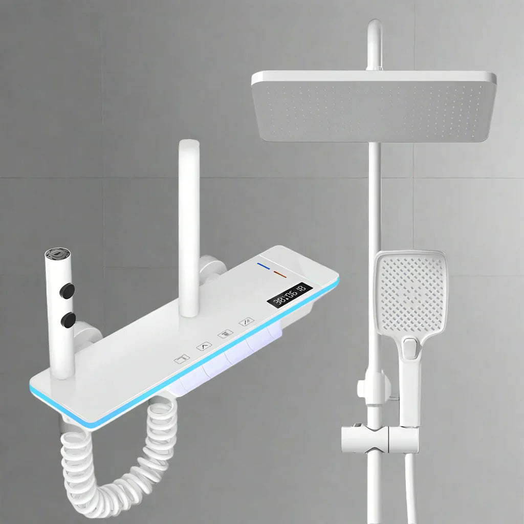 Luxura digitalni zaslon sustava za tuširanje s vodopadom – miješalica za kišu od mesinga s LED lampom