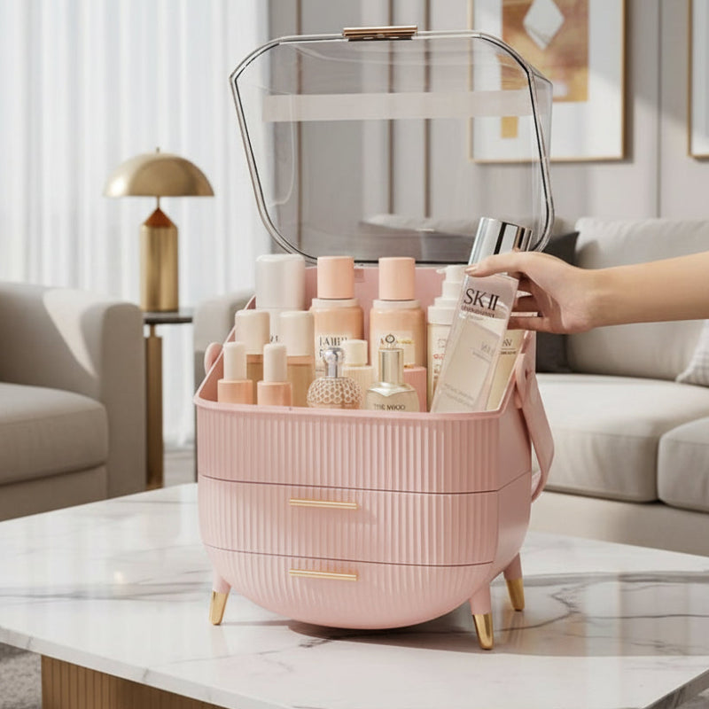 AuraLux Makeup Organizer Box Dustproof and Waterproof with Elegant Design for Women