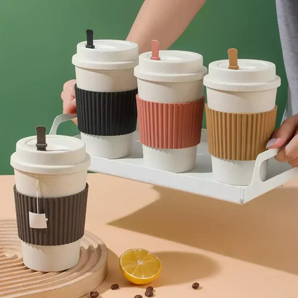 Värmetålig mugg med halkskyddande skyddshölje – kaffekopp och mjölkkopp med stor kapacitet och brännskydd