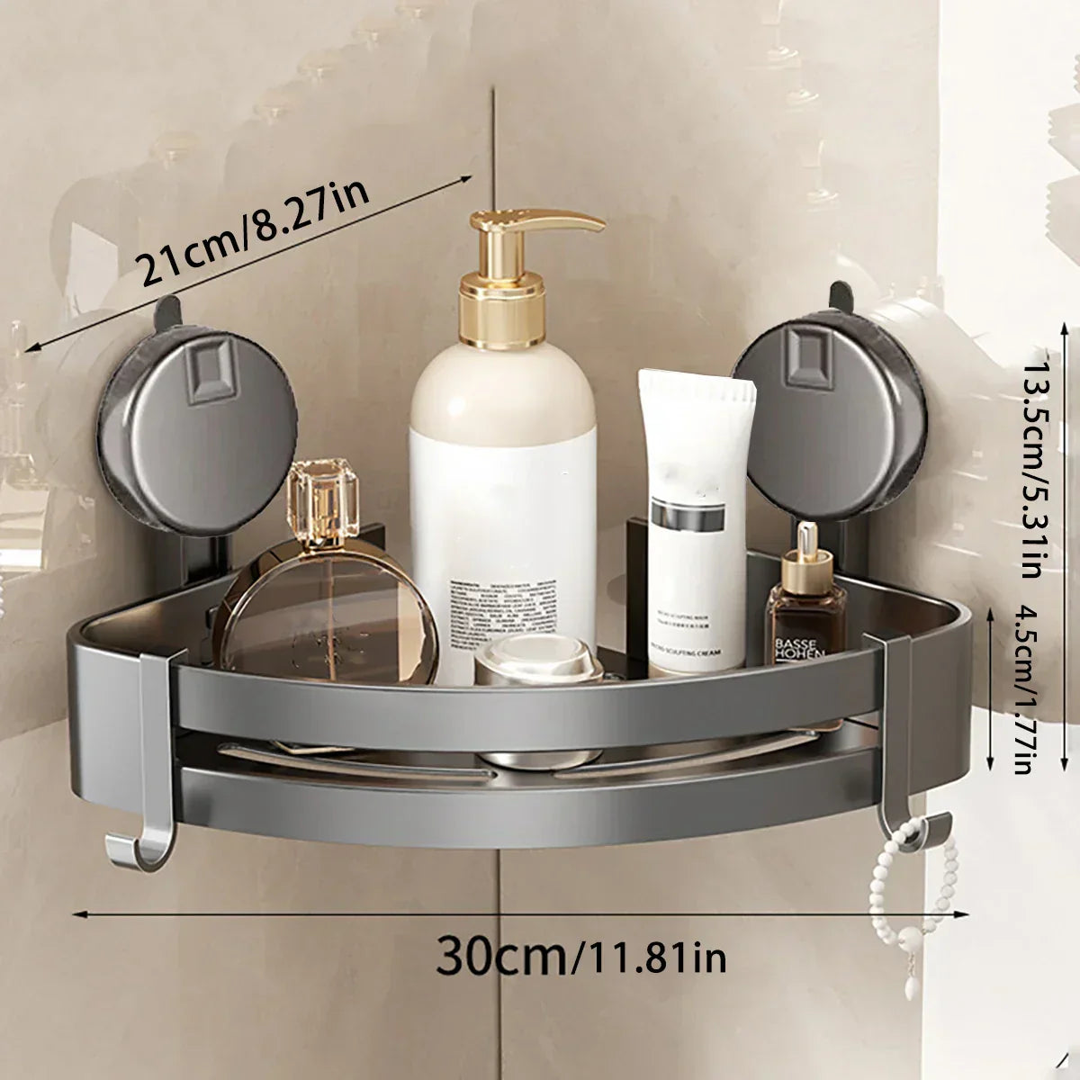 Organizzatore da Angolo per Bagno AeroSuction Senza Fori con Potere di Aspirazione