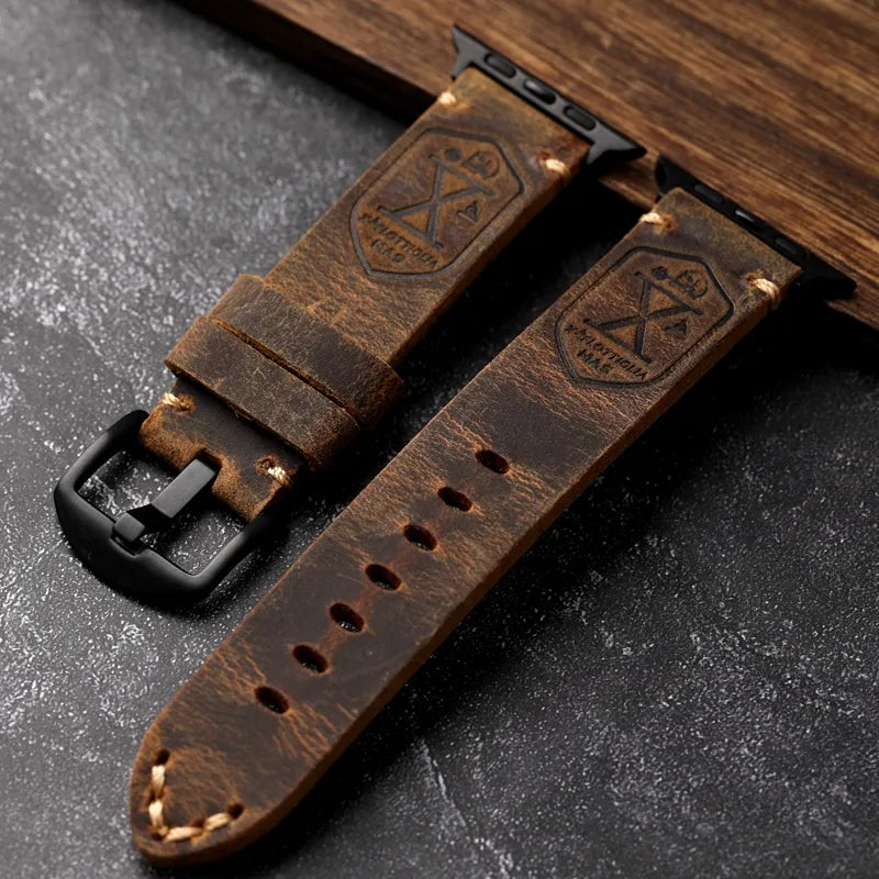 Handgefertigtes echtes Lederarmband aus Rindsleder für die Apple Watch von HeritageBand