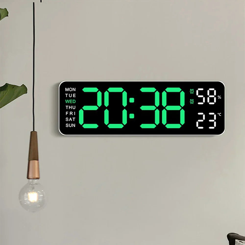 Orologio da Parete LED Moderno: Ora, Temperatura e Umidità