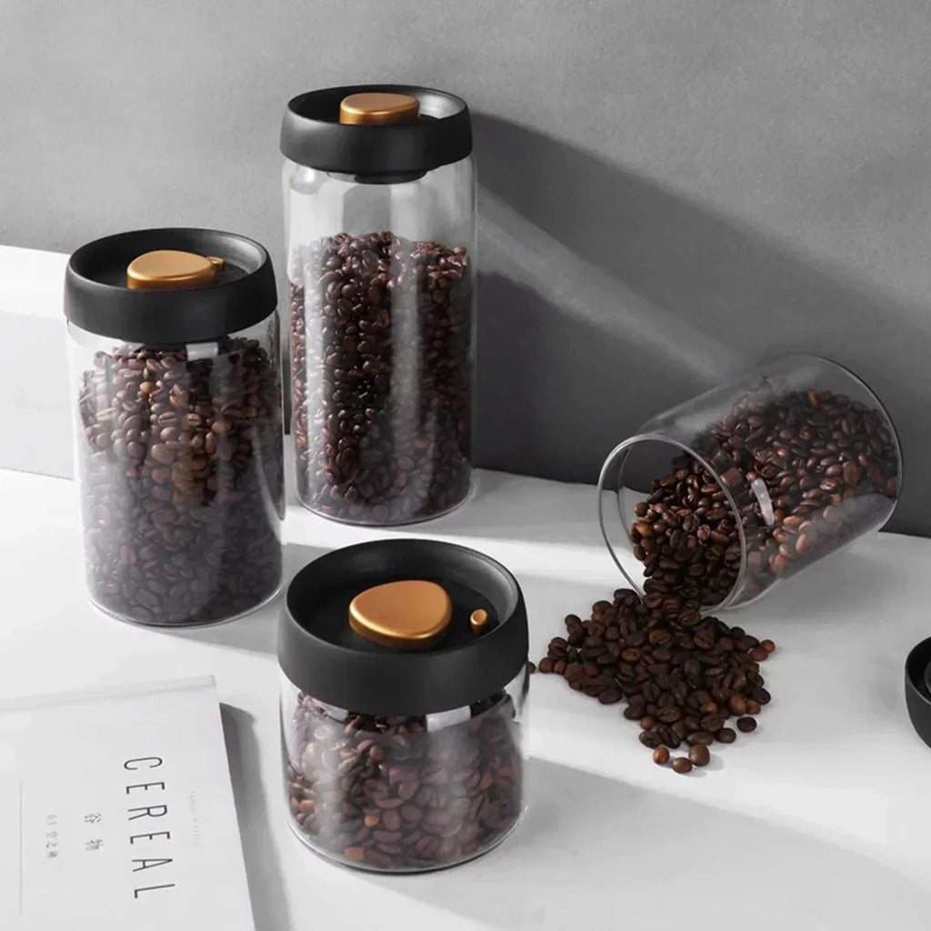 Frischhaltender Vakuumversiegelter Glasbehälter – Luftdichter Vorratsbehälter für Kaffeebohnen, Getreide und Süßigkeiten