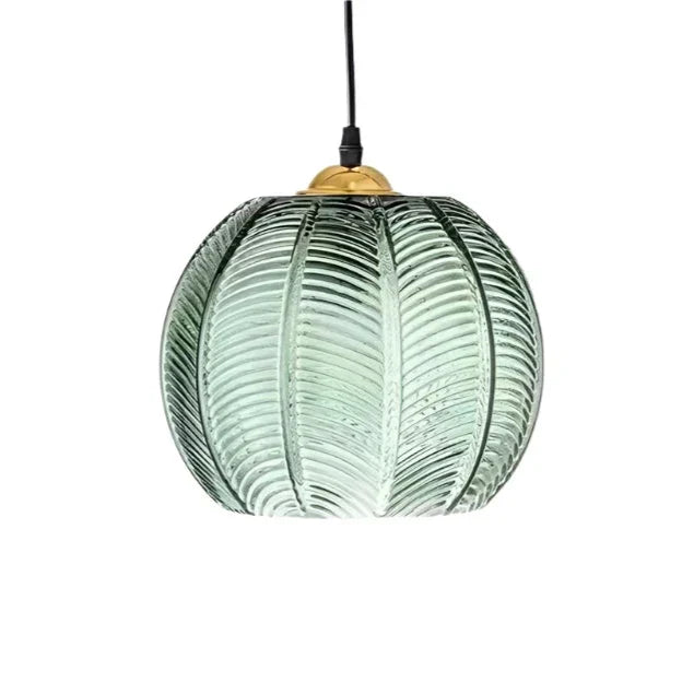 Skleněné závěsné svítidlo se vzorem listů - designová lampa