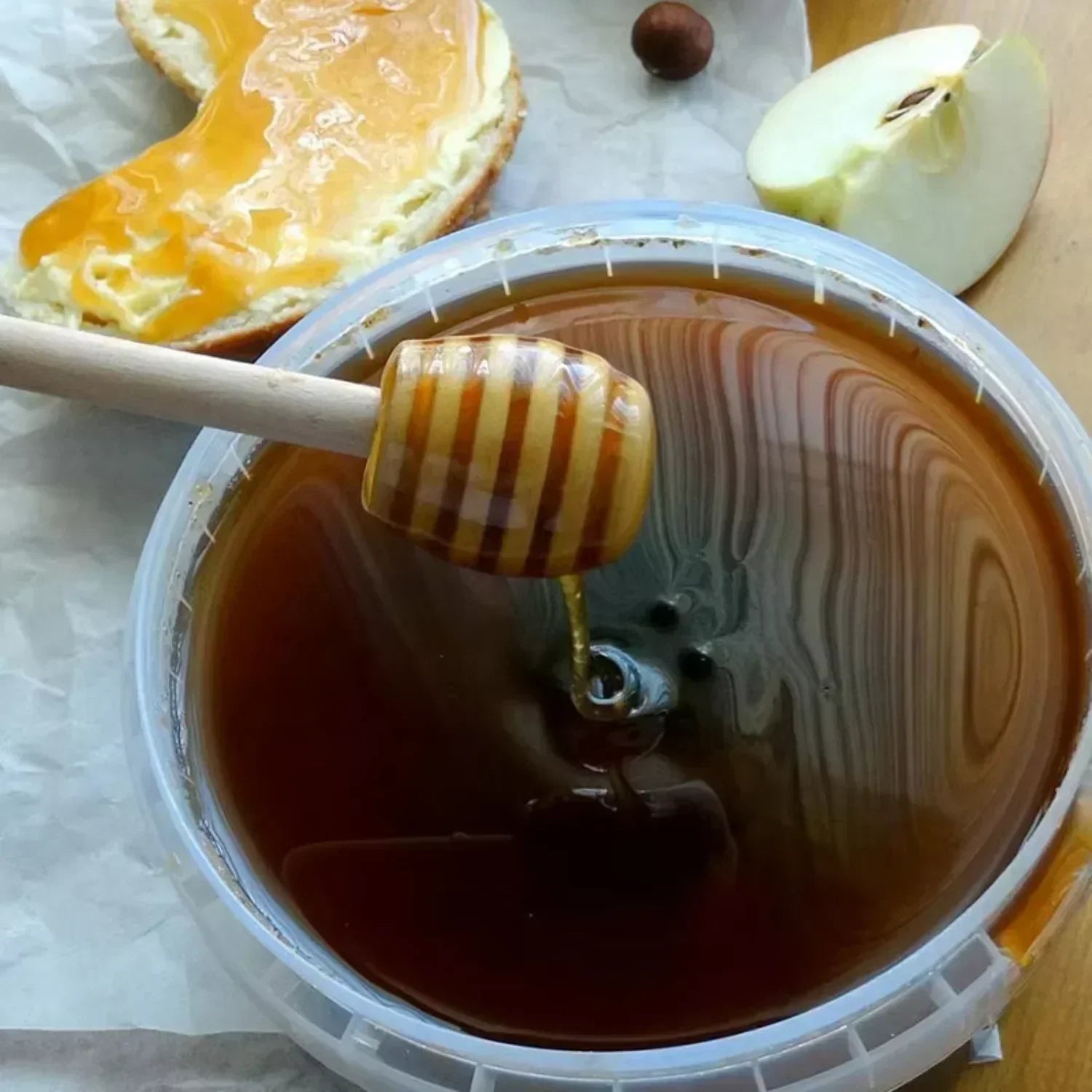 Ensemble de 2 cuillères à miel en bois à long manche – Idéal pour le miel, le café, le lait et le thé