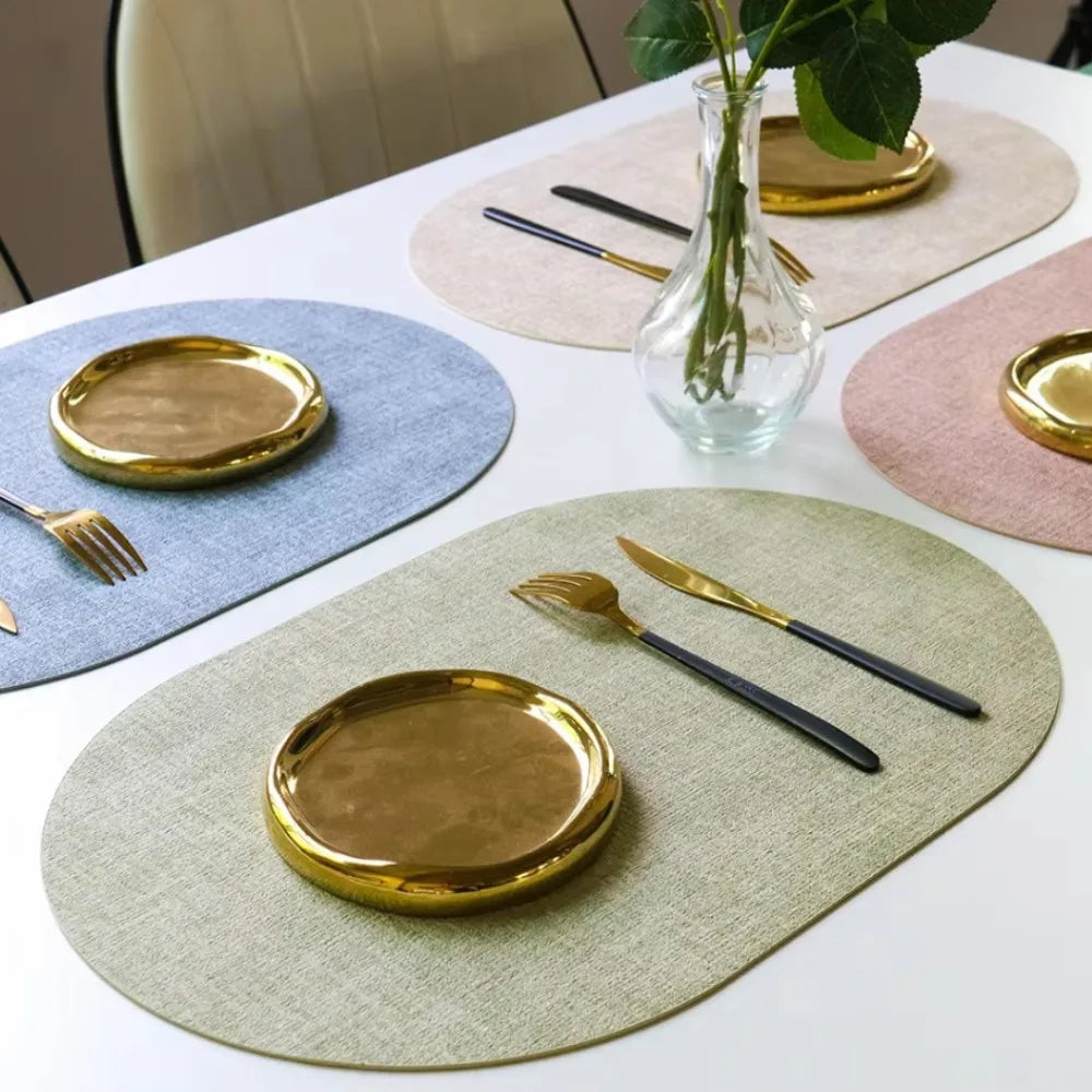 Ovale spisebrikker i kunstskinn - varmebestandige, sklisikre, sett med 4 og 6