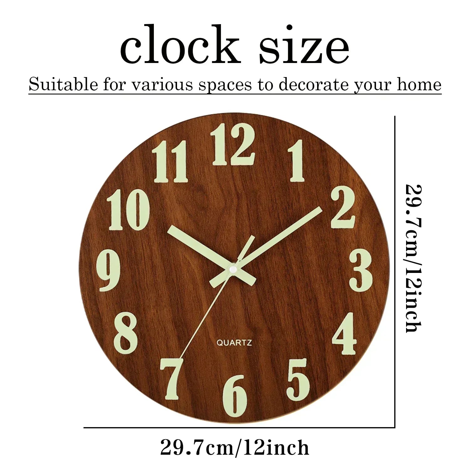 Reloj de Pared de Madera Silencioso y Luminoso