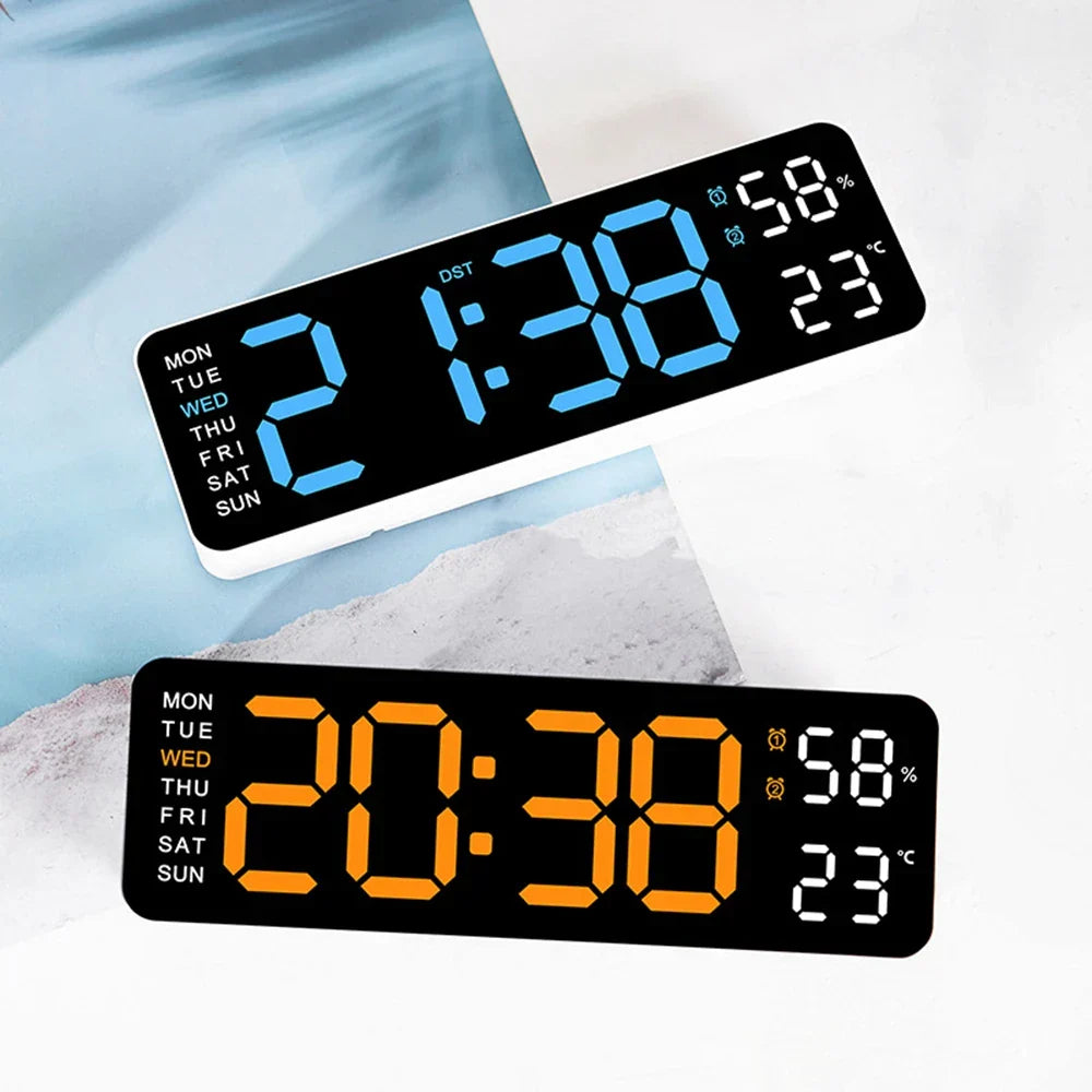 Orologio da Parete LED Moderno: Ora, Temperatura e Umidità