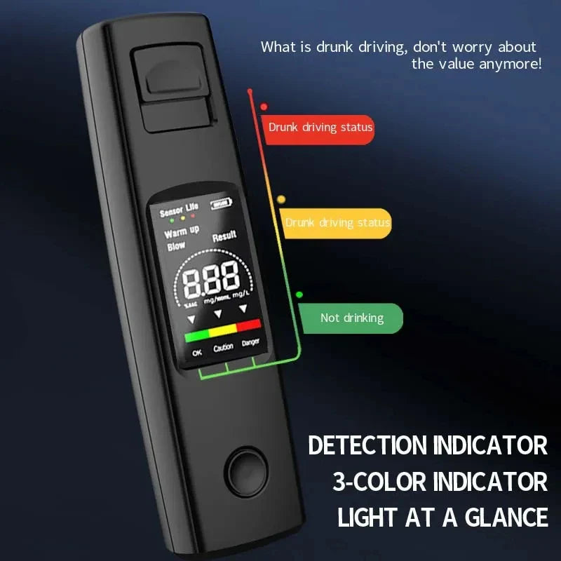 Digitální alkoholtester - 0,000–0,199 % BAC - vysoce citlivý senzor - dobíjecí přes USB-C