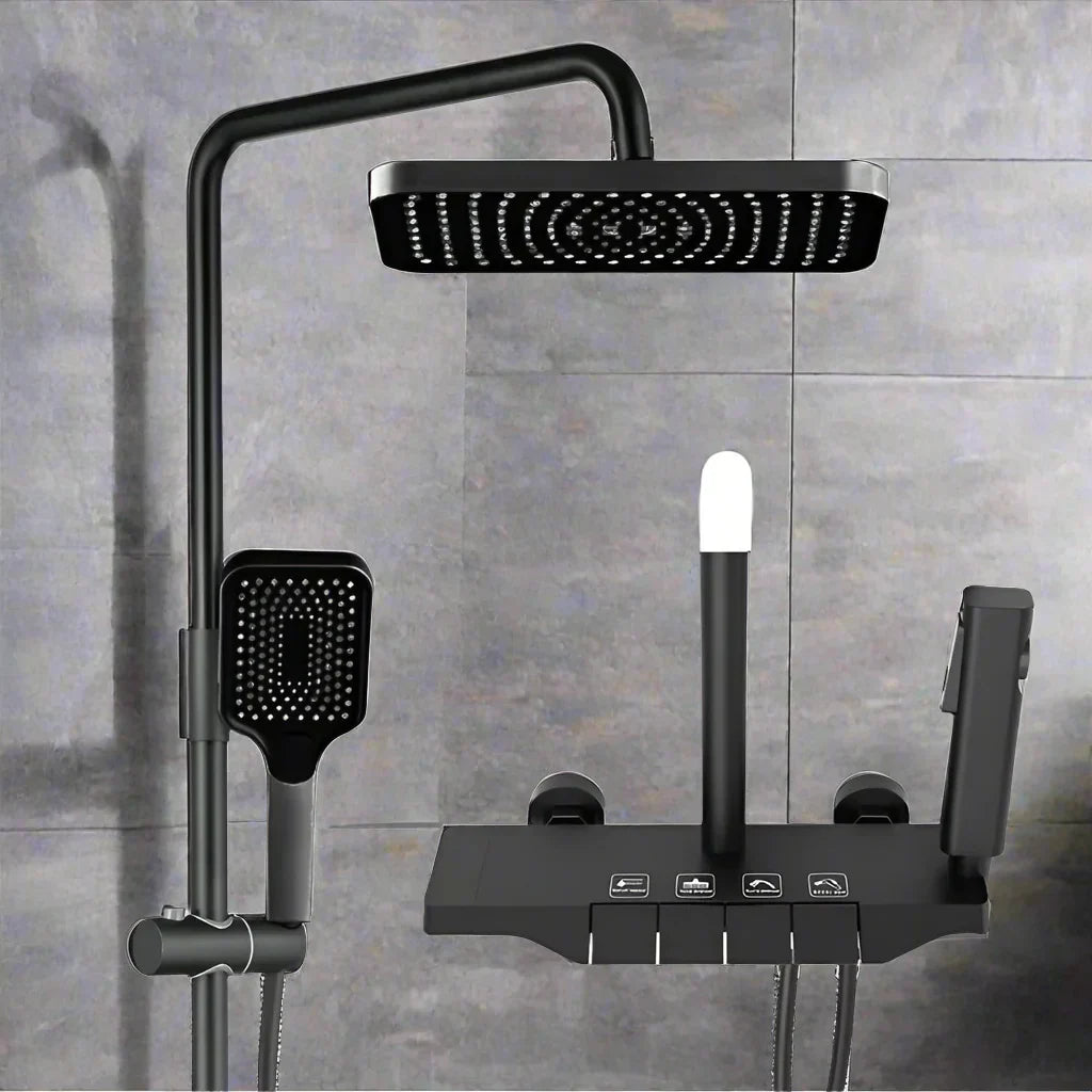 Sara luksuzni digitalni LED sustav za tuširanje s kišom - podesivi mesingani termostat i set slavine za bide