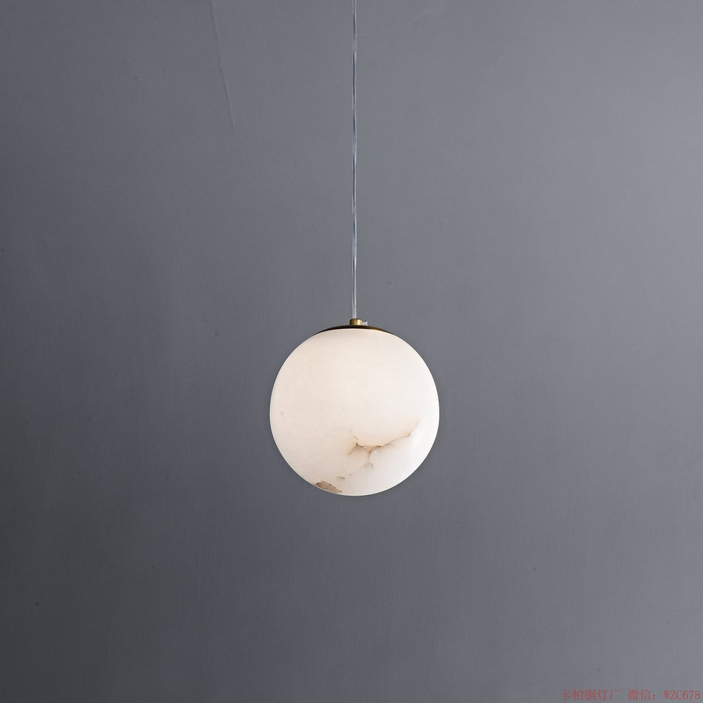 Esolisra minimalistisk pendellampe i alabast — rund form, G9-fatning