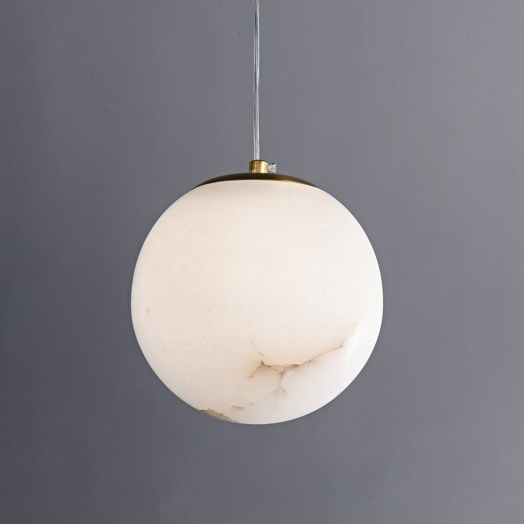 Esolisra minimalistisk pendellampe i alabast — rund form, G9-fatning