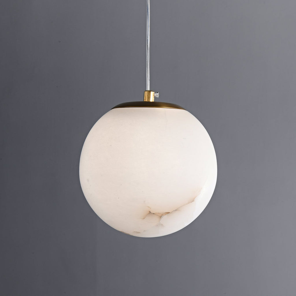 Esolisra minimalistisk pendellampe i alabast — rund form, G9-fatning
