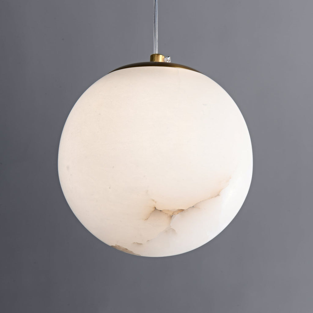 Esolisra minimalistisk pendellampe i alabast — rund form, G9-fatning