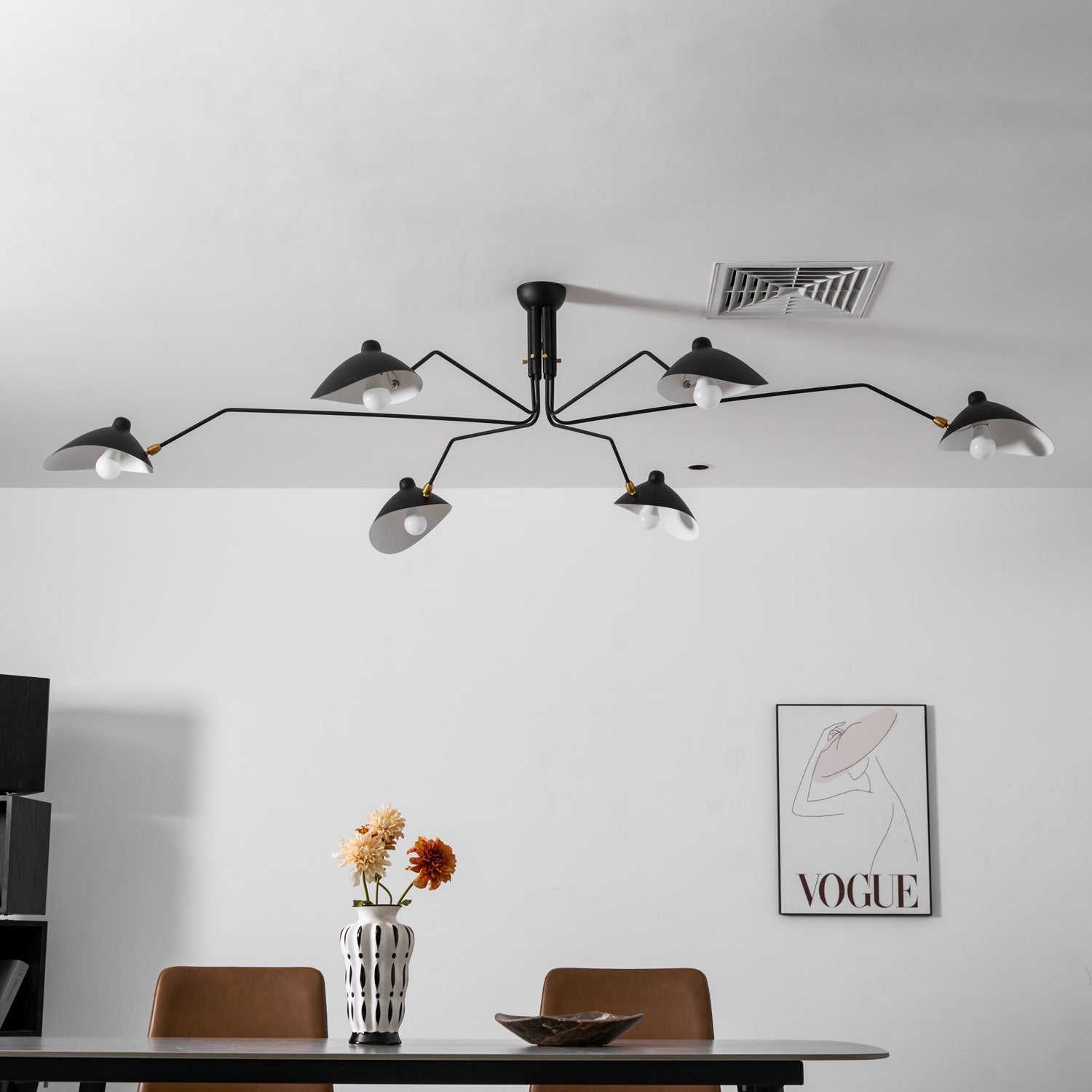 Skulptural taklampa med tre armar A