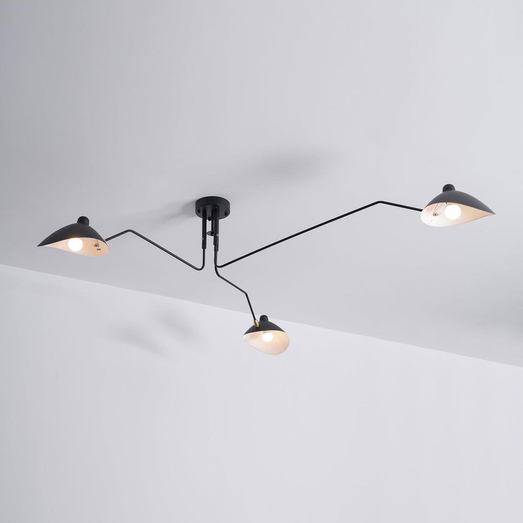 Jaler industriel loftlampe med tre arme
