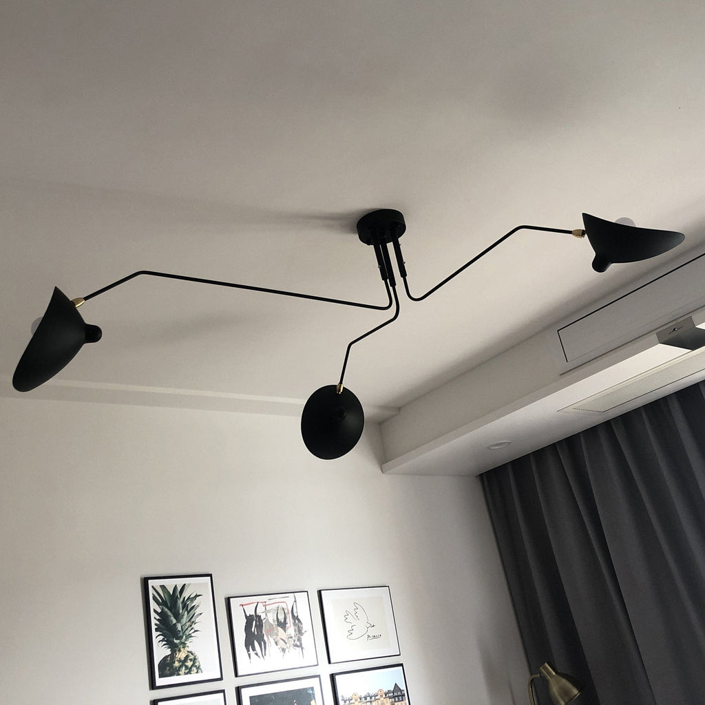 Jaler industriel loftlampe med tre arme