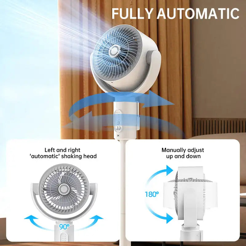 Ventilateur oscillant rechargeable pour circulation d'air avec télécommande et minuterie