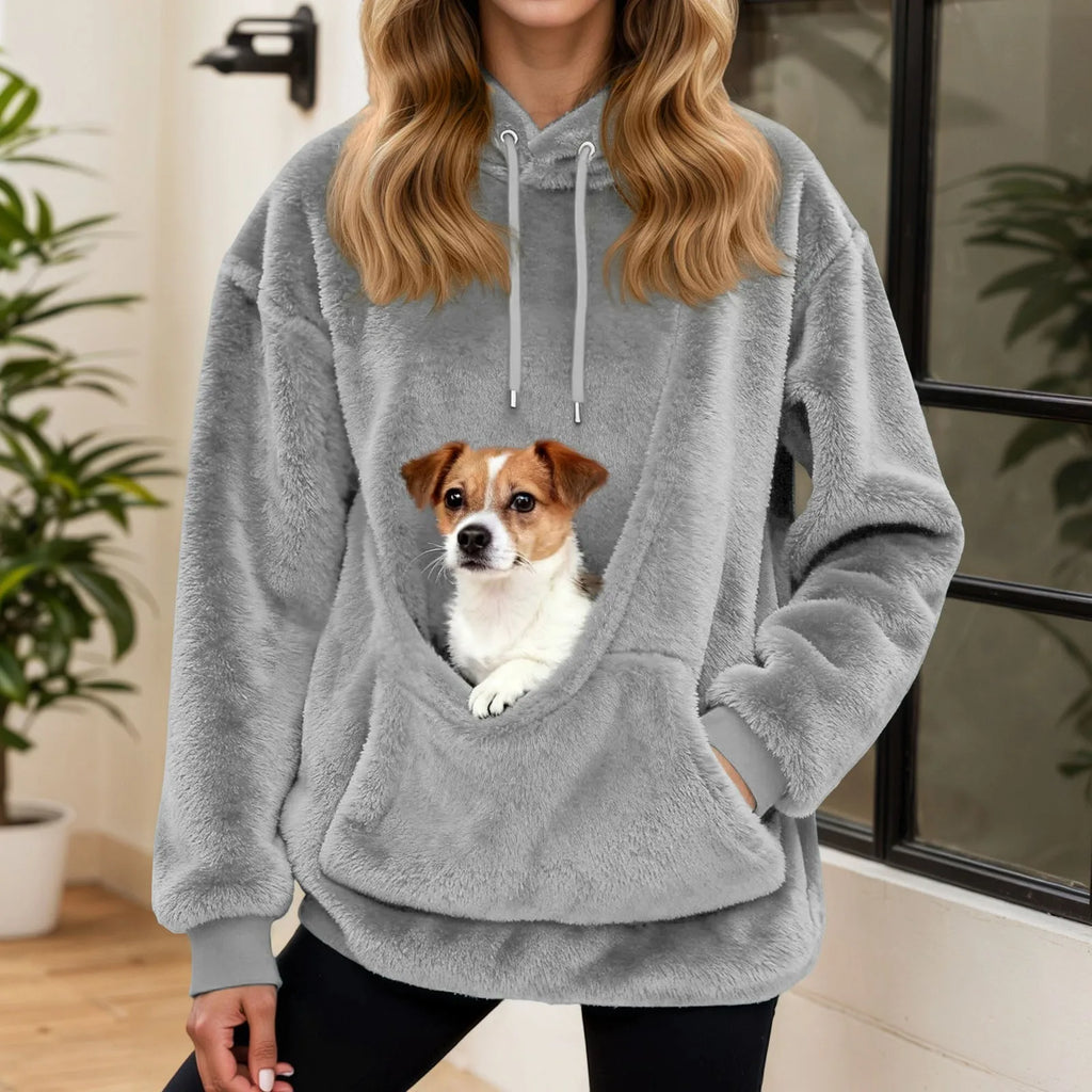 Fleece Hoodie with Front Pet Carrier Pocket