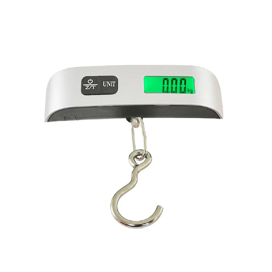 Digitální váha na zavazadla - kapacita 50 kg - přesnost 50 g - LCD displej - páskový a háčkový typ