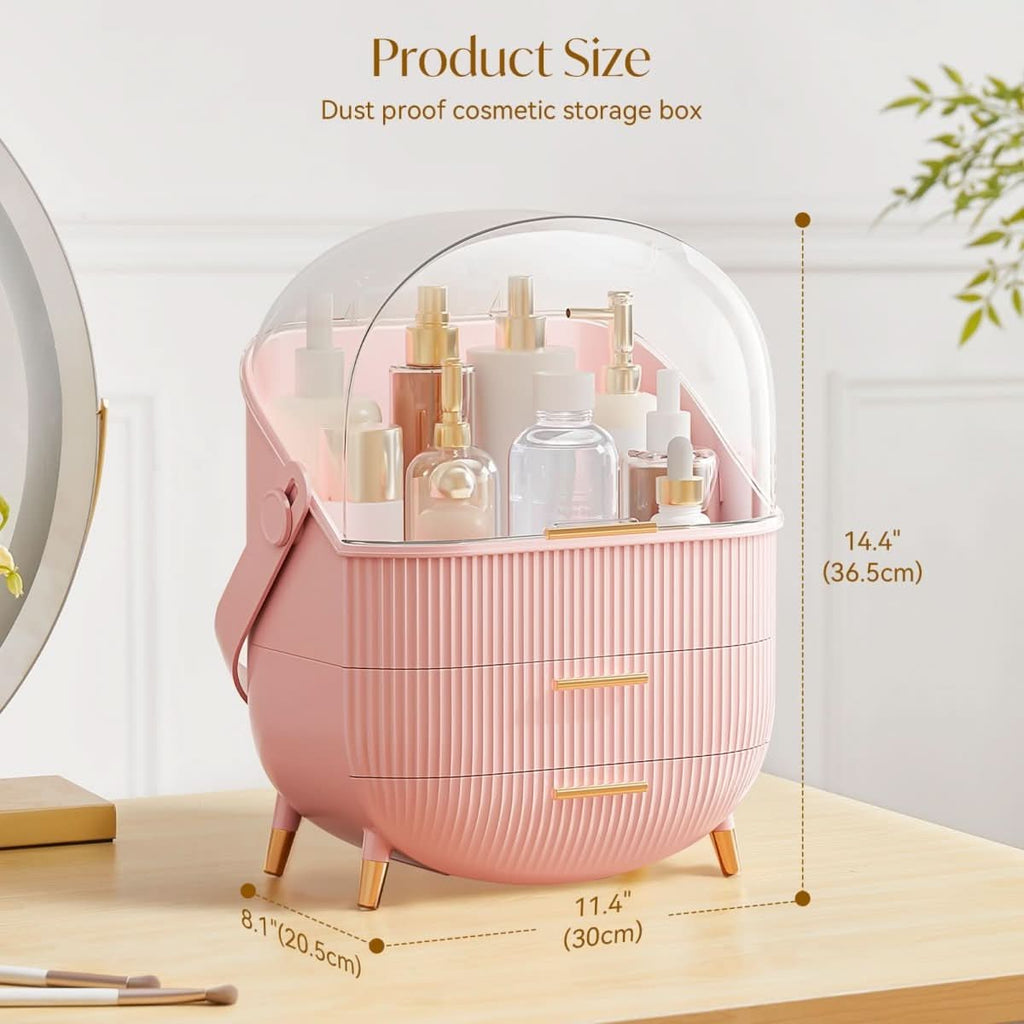 AuraLux Makeup Organizer Box Dustproof and Waterproof with Elegant Design for Women