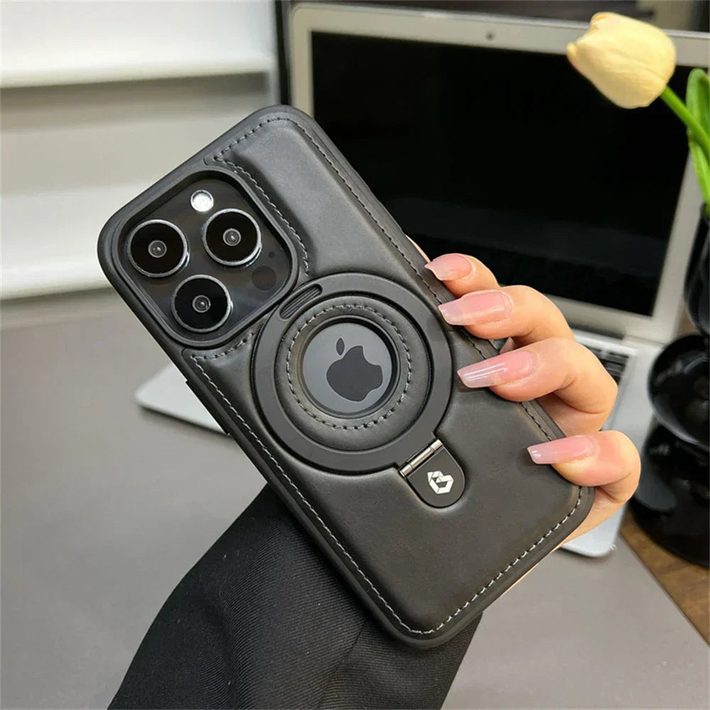 プレミアムレザー MagSafe ケース 折りたたみリングスタンド付き