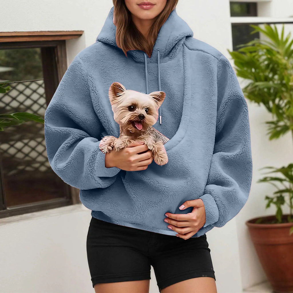 Katzenliebhaber-Hoodie mit Design und Haustiertasche