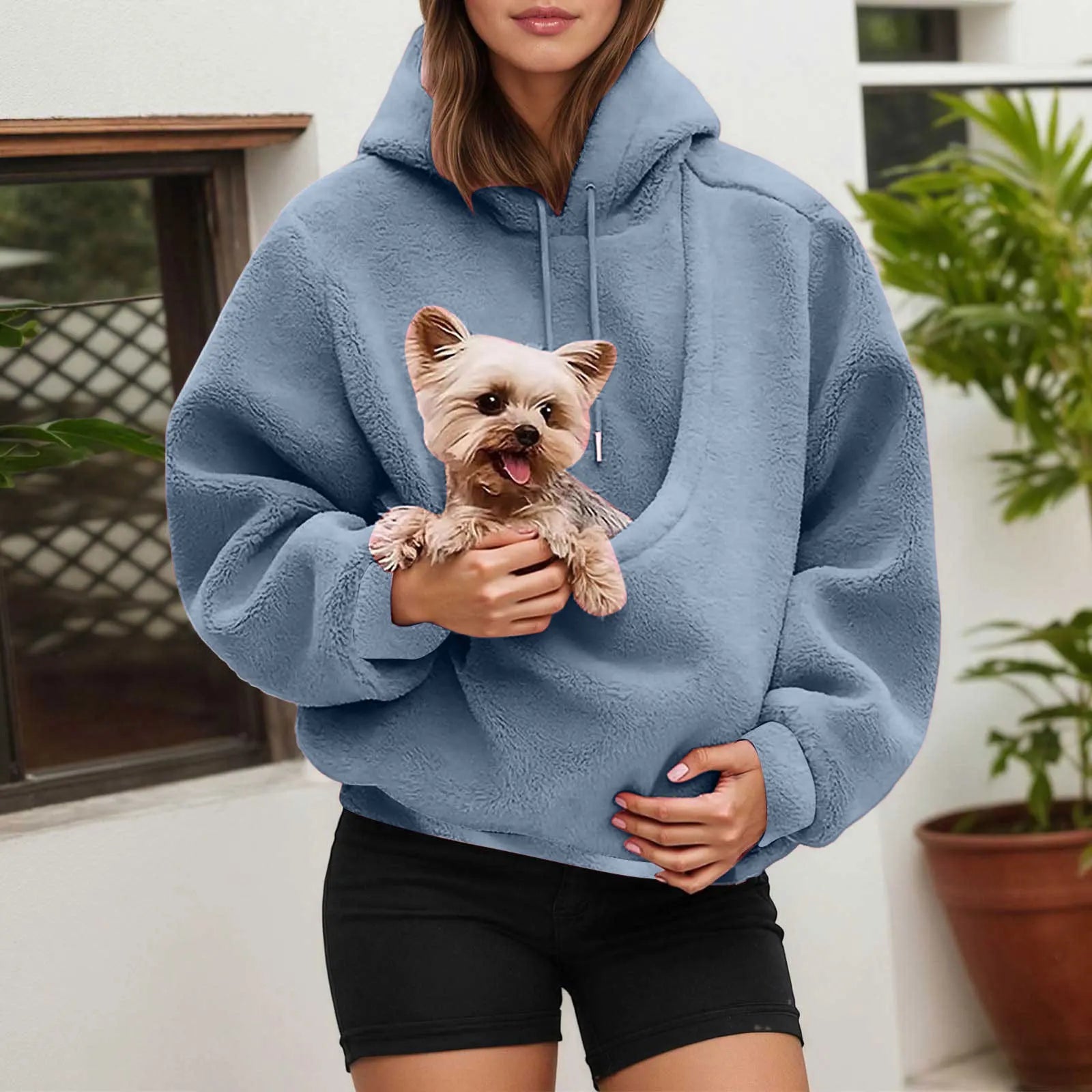 Katzenliebhaber-Hoodie mit Design und Haustiertasche