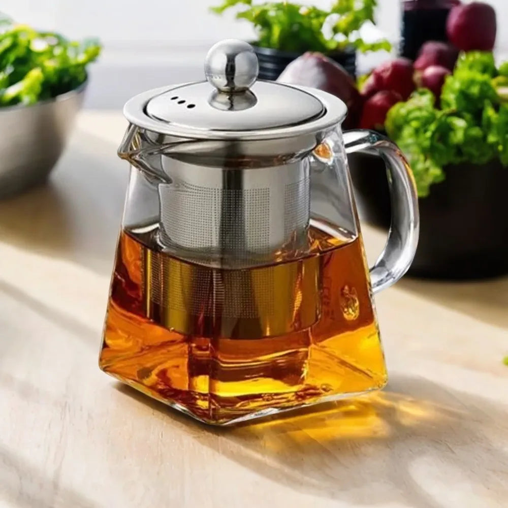 Elegante Glasteekanne und Wasserkocher mit Teesieb – Perfektes Tee-Set zum Aufbrühen für Küche, Esszimmer und Zuhause