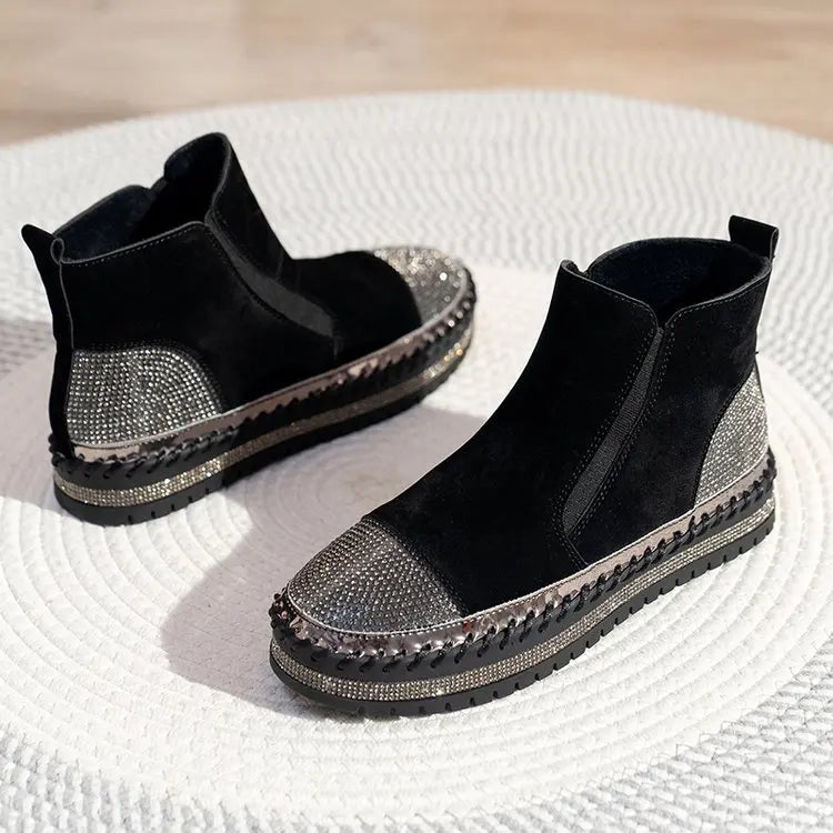 Elegante Chelsea-Plateaustiefel aus Wildleder