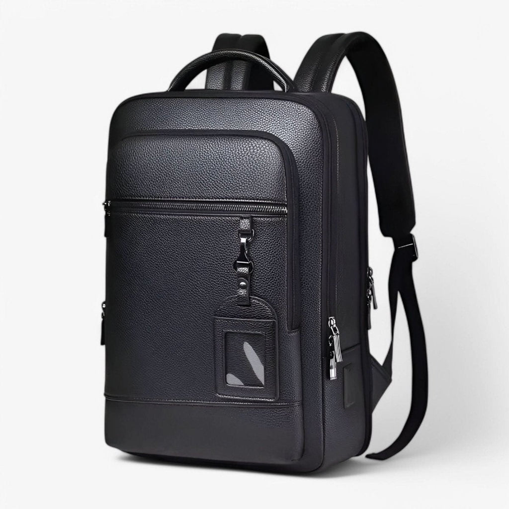 Zaino elegante in pelle con porta USB per laptop da 15.6 pollici, unisex