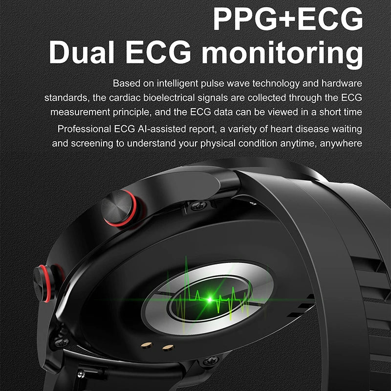 Prémiové pánské chytré hodinky PulseVista s funkcemi EKG, PPG a volání