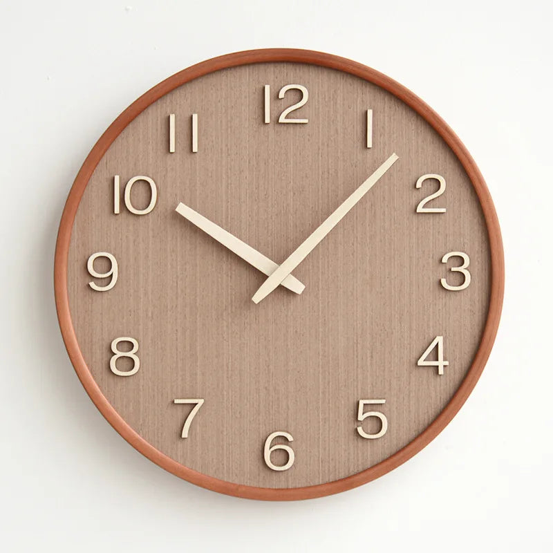 Kirenori Oak Wall Clock With Japanese Retro Dial Design