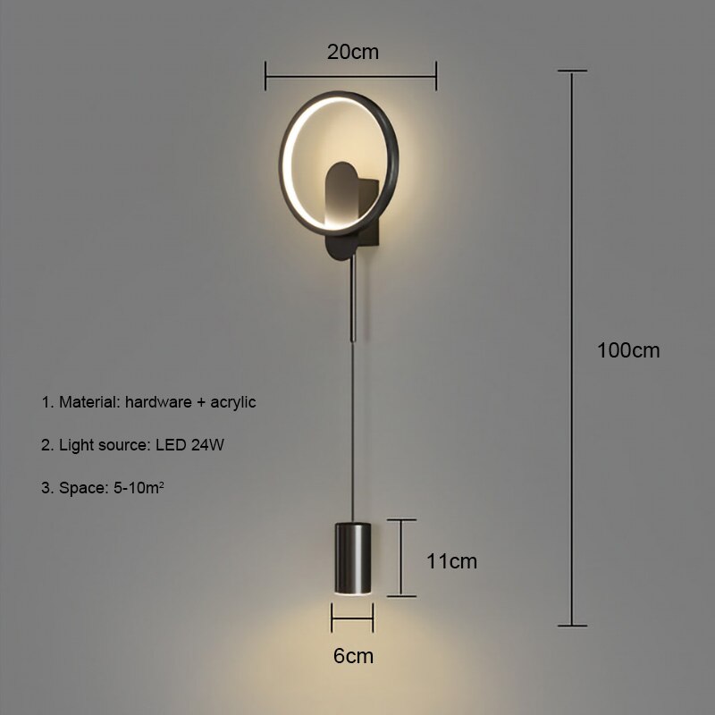 BAN ברנוון מודרני מנורת קיר זהב נורדי LED 24W